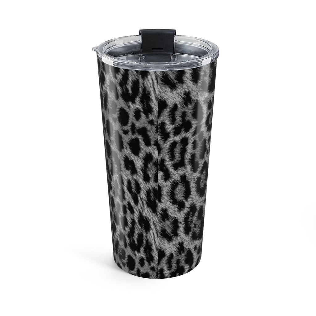 20oz leopard print tumbler with clear lid and black flip-lock tab