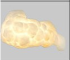 Golden cloud LED pendant lamp with warm glowing textured fabric shade