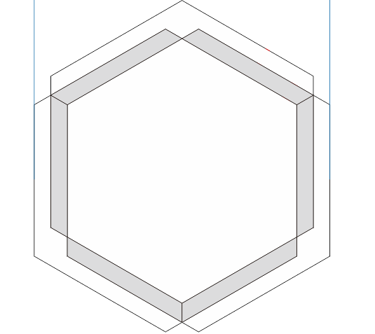 Line drawing of silver octagon wall mirror frame with beveled detailing