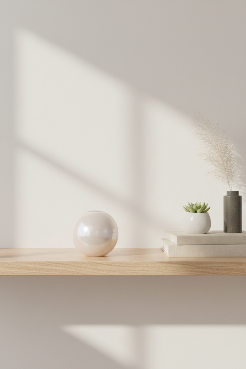 Pearl glass vase with iridescent pearly sphere shape
