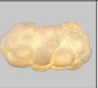 Beige cloud LED pendant lamp with puffy fabric texture on hanging cord