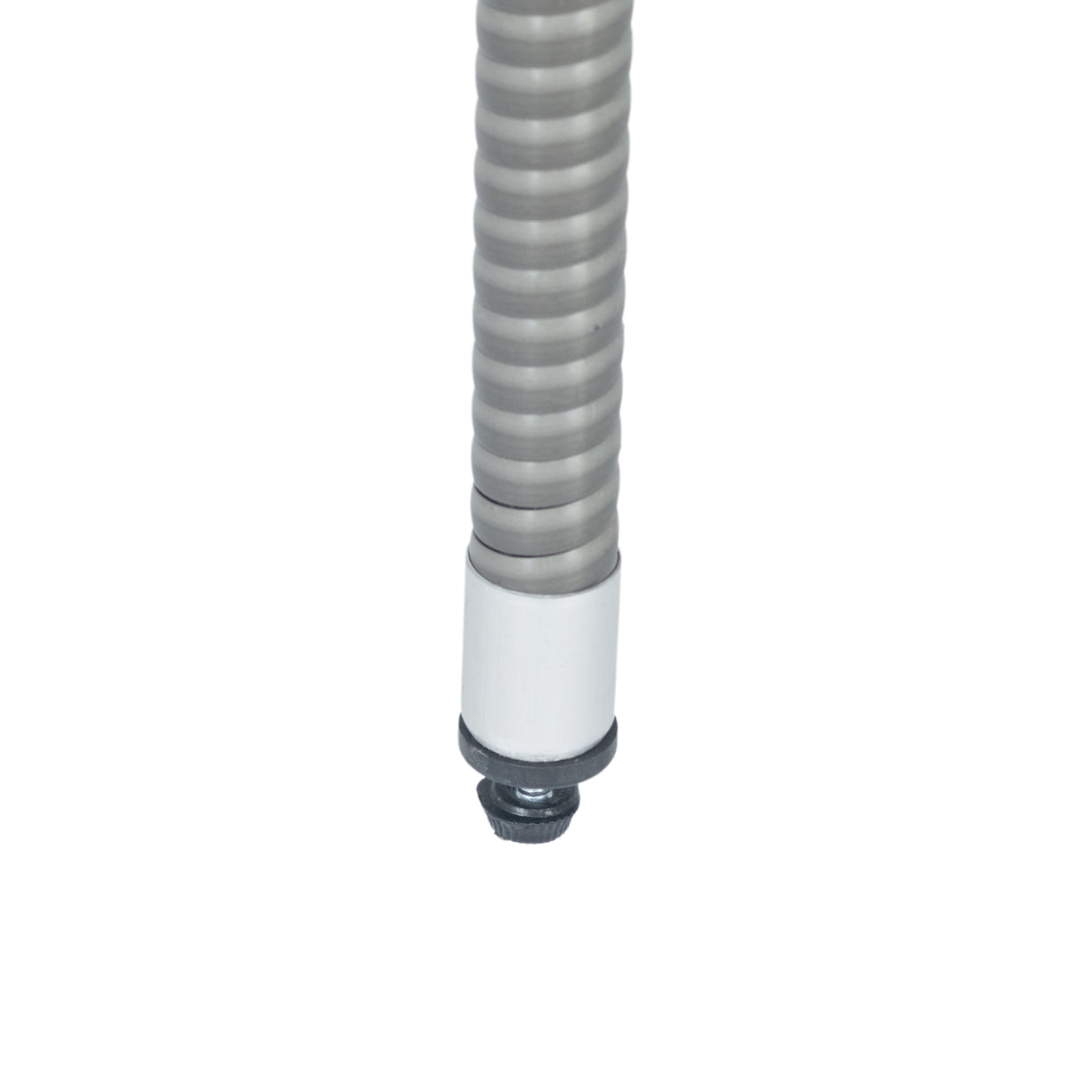 Gray wicker table leg with plastic leveling foot