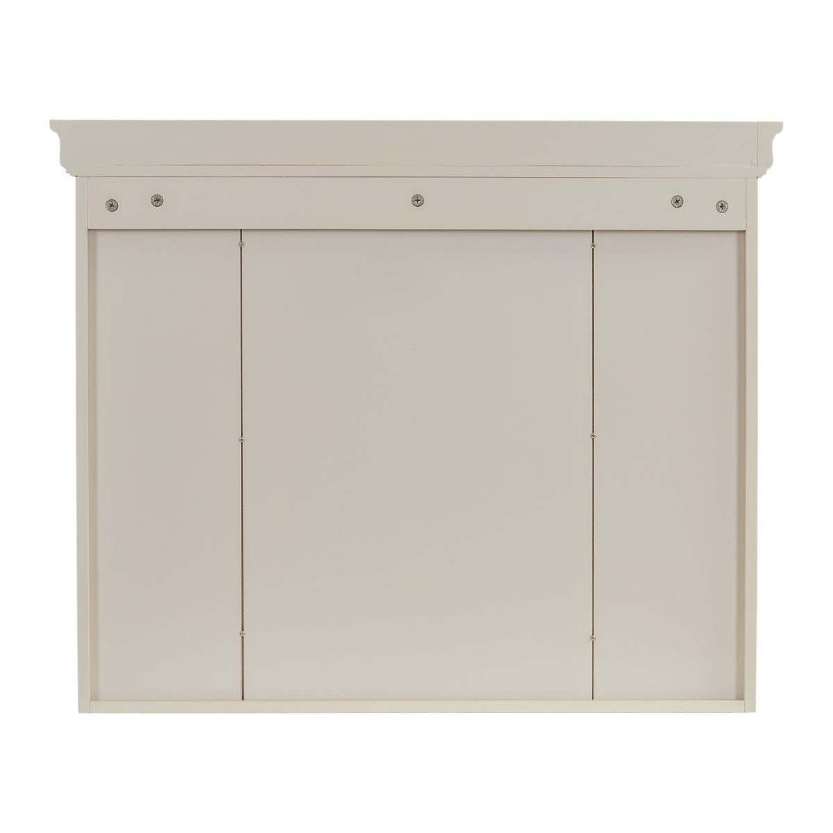 Undetailed view of cream bathroom wall cabinet with hinged doors, no mirror