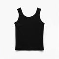 Black sleeveless tank top with scoop neckline